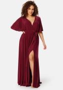 Goddiva Curve Flutter Sleeve Maxi Dress Pink 50 (UK22)