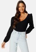 ONLY Nadia LS Wrap V-Neck Knit Black Detail:DTM XS