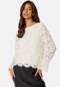 YAS Perla LS Lace Top Whitecap Grey M