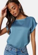 VILA Ellette S/S Satin Top Coronet Blue 44