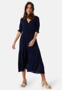 BUBBLEROOM Puff Sleeve Viscose Dress Dark blue S