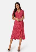 BUBBLEROOM Flounce Midi Wrap Dress Red/Patterned S