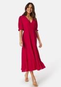 BUBBLEROOM Puff Sleeve Viscose Dress Red M