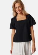 BUBBLEROOM Square Neck Cotton Blouse Black XS