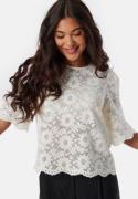 BUBBLEROOM Round Neck Lace Blouse White L