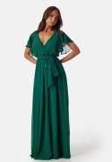 Goddiva Flutter Chiffon Maxi Dress Dark Green XXS (UK6)