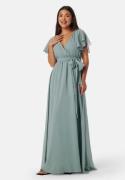 Goddiva Flutter Chiffon Maxi Dress Sage Green S (UK10)