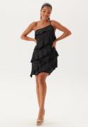 Bubbleroom Occasion One shoulder Short Frill Dress Black L