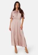 Bubbleroom Occasion Butterfly Sleeve Satin Midi Dress Light nougat 36