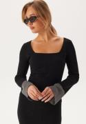 BUBBLEROOM Cherry Rib Knit Top Black L