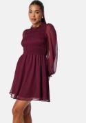 BUBBLEROOM Smock L/S Dress  Wine-red M