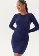 Pieces Crista LS O-Neck Knit Dress Bellwether Blue XS