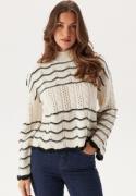 VILA Viovirina High Neck L/S CABLE  Birch/Black Beauty S