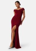 Bubbleroom Occasion Sparkling Twist Off Shoulder Gown Dark red M