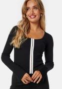 BUBBLEROOM Round Neck Cardigan Top Black/White L