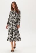 Pieces Pcrexa 3/4 MIDI DRESS BC MIDI  Black Aop:blue Blurry Flower L