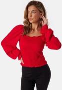 BUBBLEROOM Square Neck Smock Top Red XL