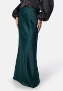 Bubbleroom Occasion Straight Satin Maxi Skirt Dark green XL