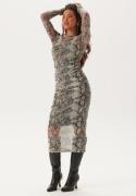 BUBBLEROOM Mesh Midi Dress Snake print XL