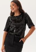 BUBBLEROOM Sequin Short Sleeve Top Black M