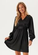 BUBBLEROOM Wrap L/S Structured Dress Black XS