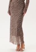 BUBBLEROOM Mesh Maxi Skirt Brown/Beige L