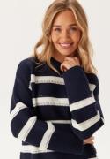 GANT Striped Textured C-neck Evening Blue XL