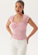 BUBBLEROOM Short Sleeve Pointelle Top Light pink XS