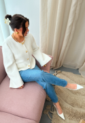 Chiara Forthi Wide Sleeve Bouclé Jacket Offwhite S