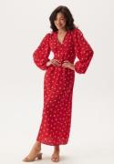 BUBBLEROOM Balloon Sleeve Maxi Dress  Red/Patterned 34