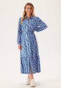 Happy Holly Viscose Long Sleeve Dress Blue/Beige 48/50