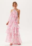 VERO MODA Vmfelicia Sl Ruffle Maxi Dress Pink Tulle Aop:flower Aop XS