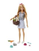 Doll And Pets, Set Includes Blonde Doll, Puppy, Bunny And 7 Themed Pie...
