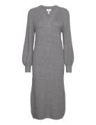 Objmalena L/S Knit Dress Noos Maxikjole Festkjole Grey Object