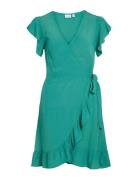 Vifini Wrap S/S Short Dress - Noos Kort Kjole Blue Vila