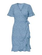 Onlolivia S/S Wrap Dress Wvn Noos Kort Kjole Blue ONLY