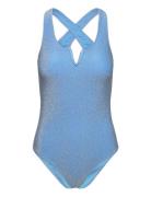 Pcbling Swimsuit Lurex Sww Badedragt Badetøj Blue Pieces