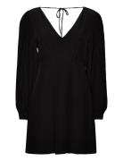Fluid Solid Short V-Neck Dress Kort Kjole Black Tommy Hilfiger