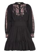 Embroidery Belt Dress Kort Kjole Black By Ti Mo