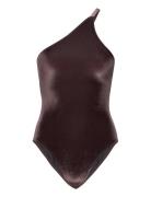 Asymmetric Swimsuit Badedragt Badetøj Purple Filippa K
