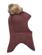 Wool Fullface W. Pom Pom Accessories Headwear Balaclava Burgundy Mikk-...