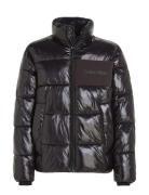 Glossy High Shine Quilt Jacket Foret Jakke Black Calvin Klein
