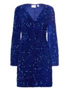 Vibarina Wide Sleeve Glitter Dress Kort Kjole Blue Vila