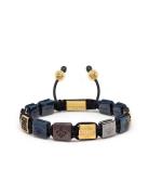 Men's Ceramic Flatbead Bracelet In Black, Blue, Red And Gold Armbånd S...