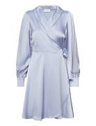 Vienna Ravenna L/S Short Wrap Dress-Noos Kort Kjole Blue Vila