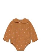 Cotton-Blend Bodysuit Shirt Bodies Long-sleeved Brown Mango