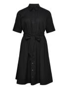 Cotton-Blend Shirtdress Knælang Kjole Black Lauren Women