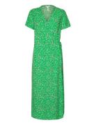 Objema Elise S/S Long Wrap Dress Rep . C Knælang Kjole Green Object