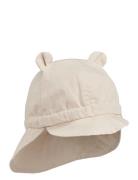 Gorm Linen Sun Hat With Ears Solhat Cream Liewood