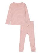 Striped Long Johns Set Incl. Box Pyjamassæt Pink Copenhagen Colors